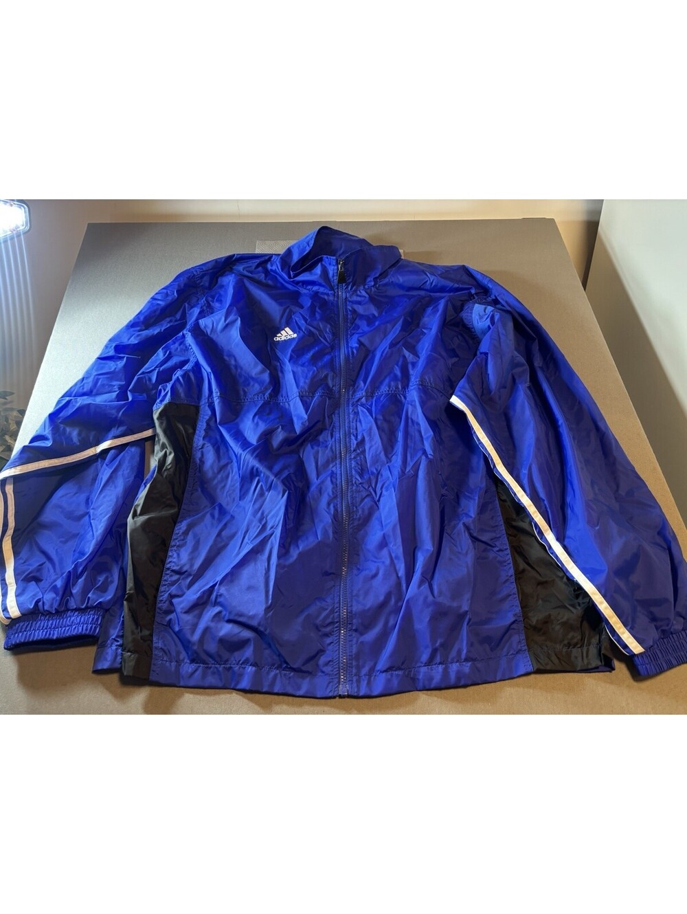 Vintage Y2K Adidas Windbreaker Nylon Jacket Men’s 2XL Navy Blue 3 Stripes